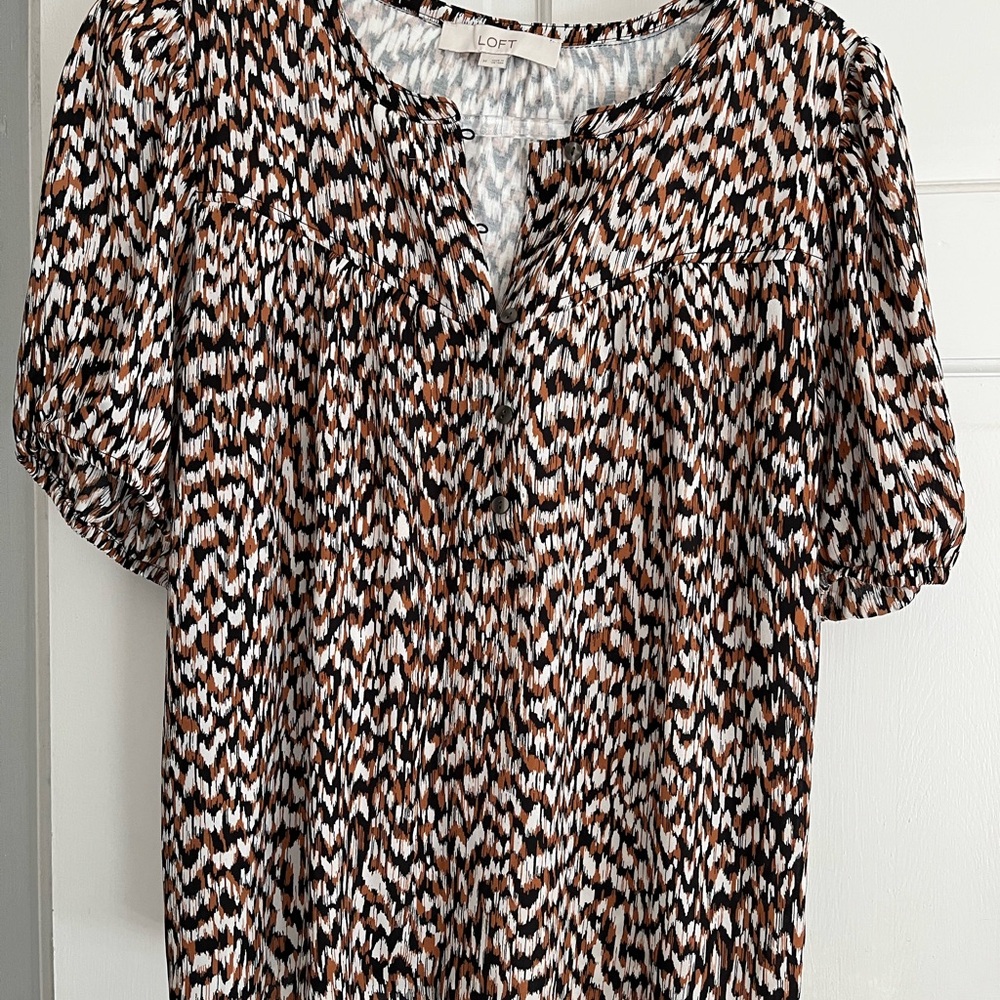 LOFT Multicolor Abstract Blouse